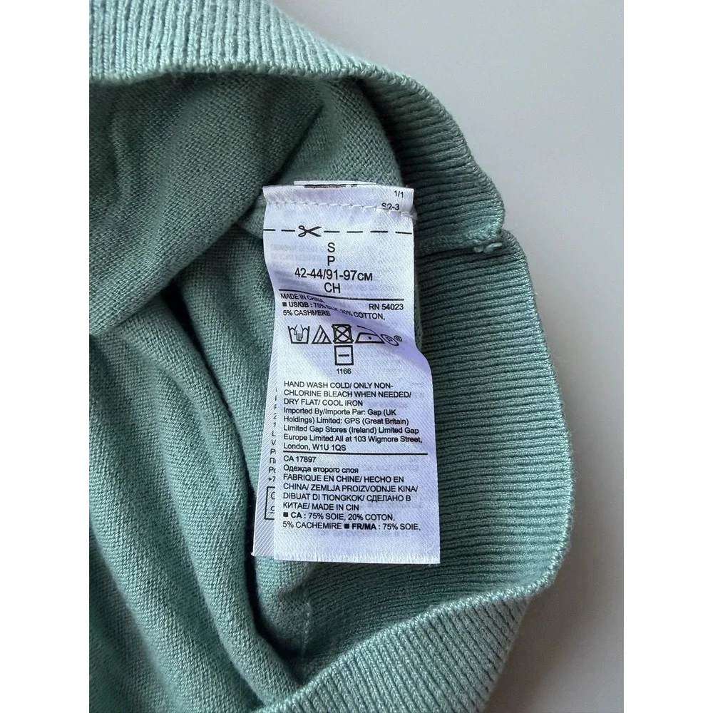 Banana Republic Luxury Silk Cotton Cashmere VNeck Sweater Sage Green Men's Small